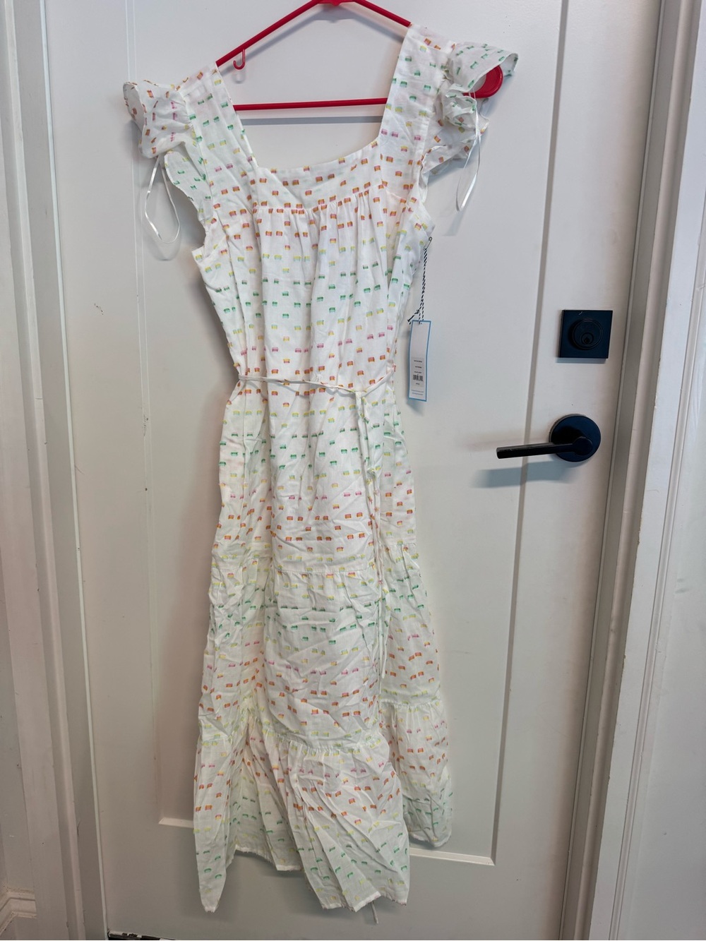 NWT Draper James RSVP White Maxi Dress, Multicolor Pattern, S